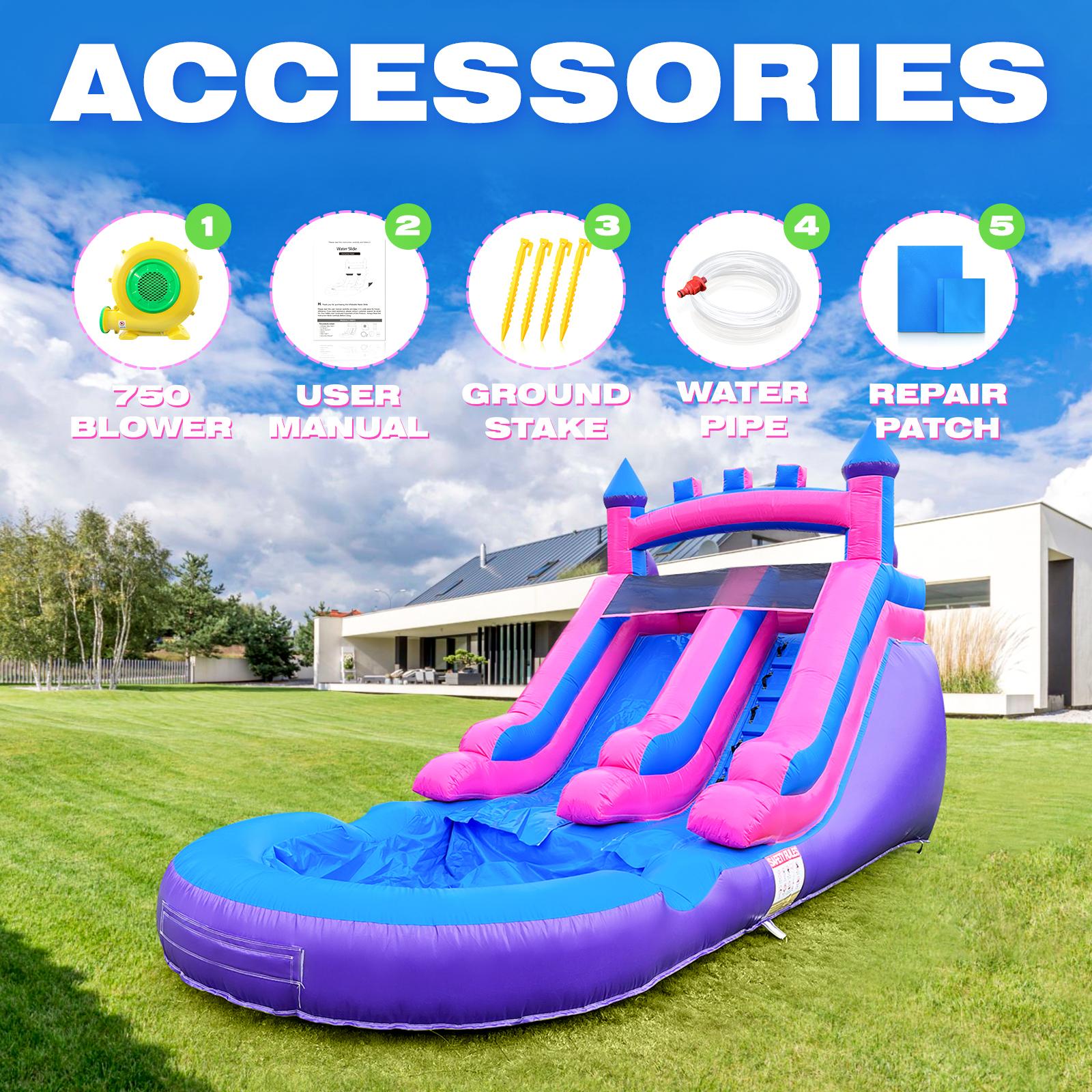 Commercial Grade Water Slide  Inflatables Rental-Grade Adult Water Slides with Blower and Pool Large Water Slides for Kids and Adults, Summer Water Slide Inflatables for Backyard and Outdoor Use of Commercial-Grade PVC