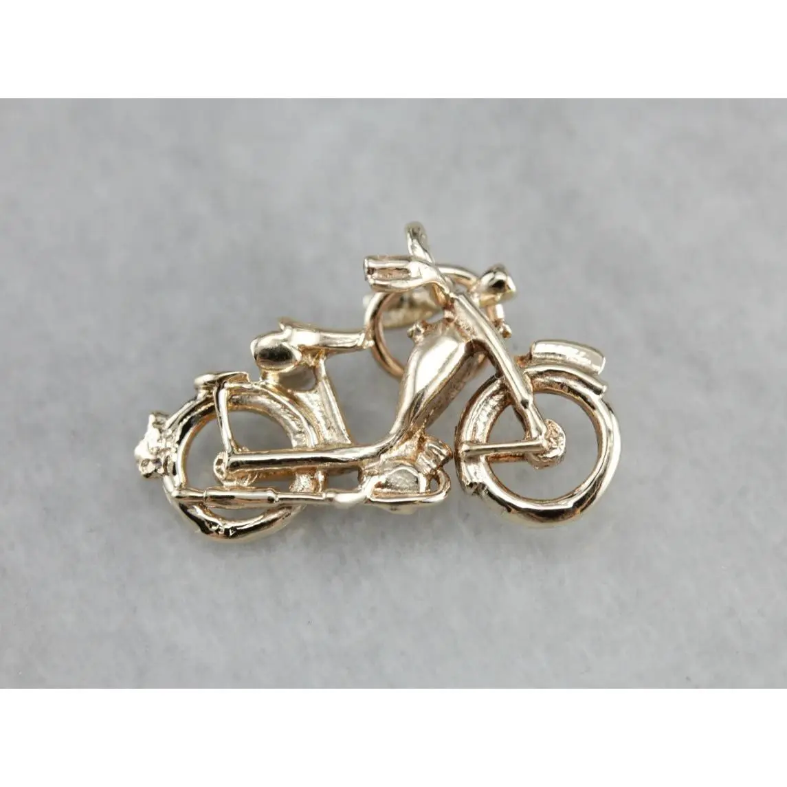 Vintage Motorcycle Gold Charm Pendant