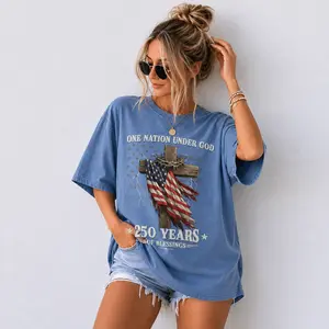 Comfort Colors  One Nation Under God Shirt, USA 250th Anniversary Tee, 1776-2026 Patriotic Top, Sestercentennial Gift, Christian USA Tee- Tiffany Graphic Tee