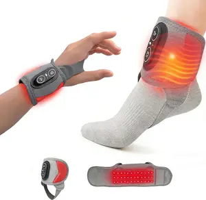 Red Light Therapy for Ankle, 660nm Red & 850nm Near Infrared Light Therapy Wrap with Vibration & Heating, 3000mAh Rechargeable for Ankle Wrist Foot Arch Comfort (Cool Gray)
