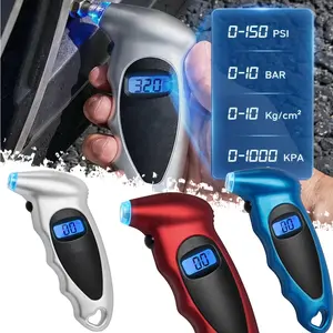 DIBMS Digital Tire Pressure Gauge 0-150PSI Calibrated to ANSI B40.7 +/-1PSI, Accurate in 0.1 Increments, Tire Repair Tools 4 Pressure Measurements for Car Truck with Backlight LCD, Silver