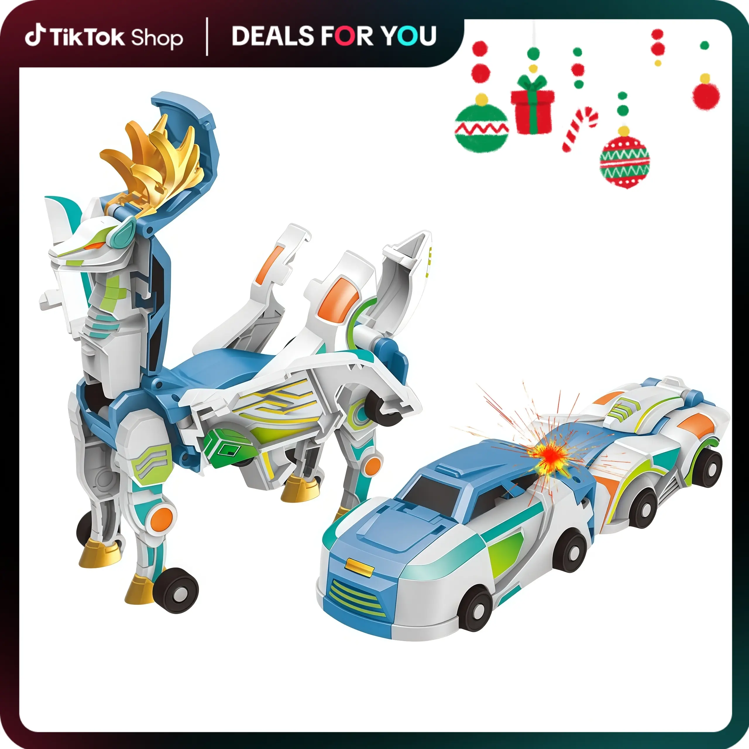 Magnetic Dinosaur Transforming Car Toy, Magnetic Mini Cars Transform into Flying Dragon Dinosaurs Unicorn, Desktop Fun Collision Transformation Car Toys for Boys & Girls, Party Gift for Birthday, Christmas