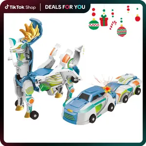 Magnetic Dinosaur Transforming Car Toy, Magnetic Mini Cars Transform into Flying Dragon Dinosaurs Unicorn, Desktop Fun Collision Transformation Car Toys for Boys & Girls, Party Gift for Birthday, Christmas