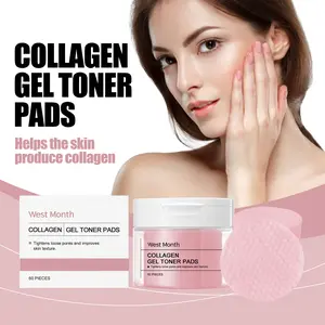 West&month Collagen Cotton Pads, Facial Brightening Moisturizing Gentle Skincare, Elasticity Boosting Nourishing Pad Sheets