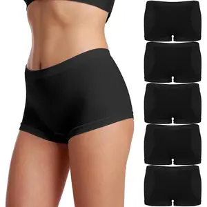 Seamless Boyshorts for Women, Show Boy Shorts Underwear, Comfy Full Coverage Boxer Panties 5-Pack