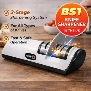 -Stage Electric Knife Sharpener, Professional Multi-Function Kitchen Knife Sharpener for Home Use, Fast Blade Sharpening Countertop Gadget
