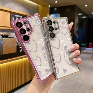 Phone Case - Glitter Love Heart Protective Phone Case, Suitable for a variety of iPhone and samsung  models, from Iphone 15,17 series to Iphone 11 series, Tpu
