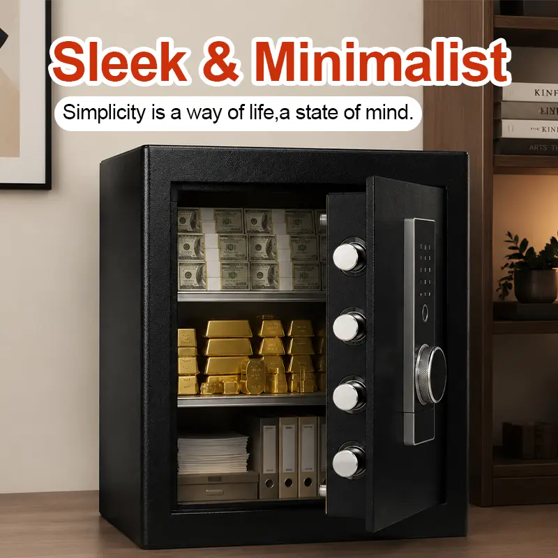 Biometric Fingerprint Safe Box, Digital Keypad Security Safe with 2 Manual Emergency Keys, Solid Steel Anti-Pry Storage Cabinet for Home Office Hotel Valuables Cash Jewelry Passports, Wall Mount Design, Batteries Not Included
