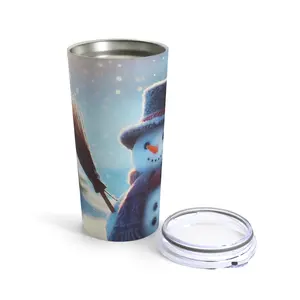 Snowman Tumbler 20oz, Christmas Holiday Mug, Stainless Steel Travel Cup, Hot Cold Beverage Insulated Drinkware, Winter Season Gift