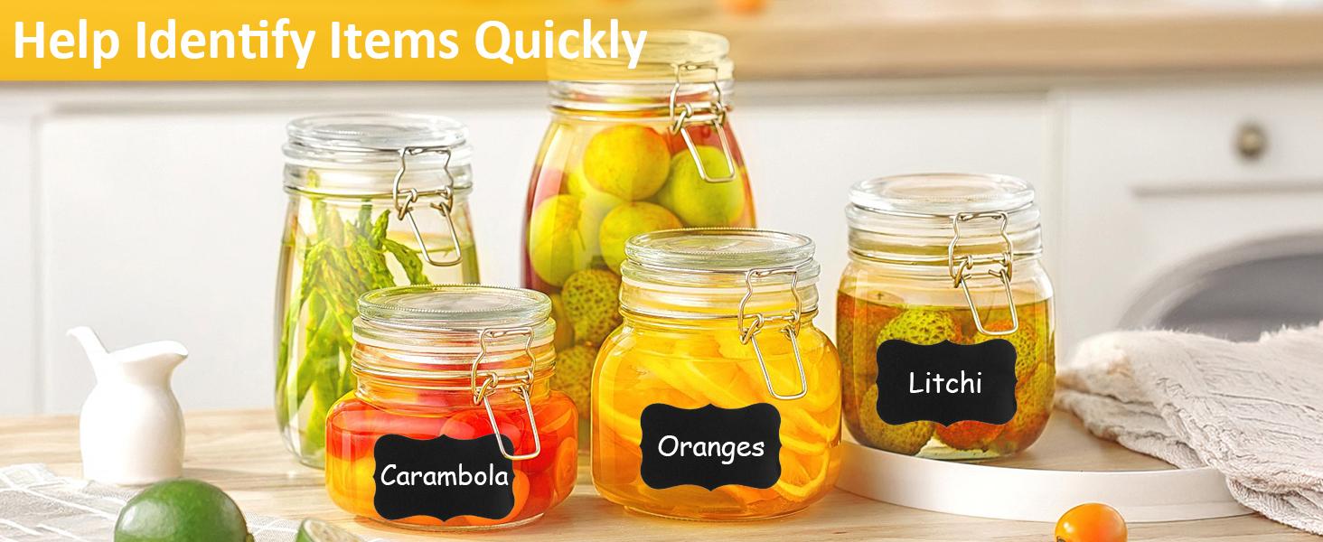 230 Pcs Labels for Jars, 2 Size Waterproof Chalkboard Labels for Food Containers, Storage Bins, Mason Jars, Reusable Blackboard Stickers with 1 Erasable Chalk Marker (Irregular Shape)