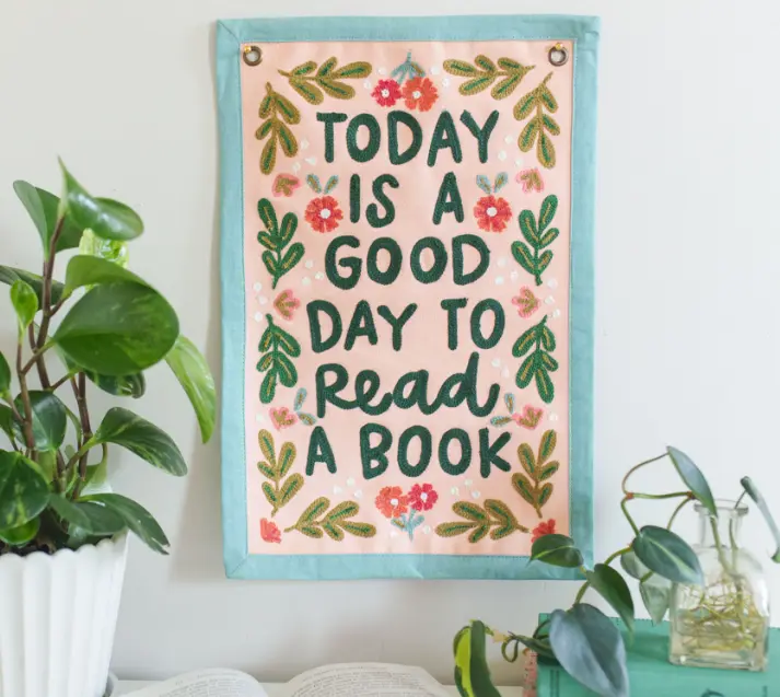 Today Is A Good Day To Read A BookEmbroidered Canvas Banner