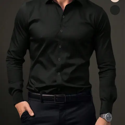 Men's Solid Long Sleeve Button Up Casual Button Collared Shirt, Business Formal Comfy Shirt for Work Office, Fashion Men's Clothes for All Seasons, Casual Stylish Menswear, Menswear