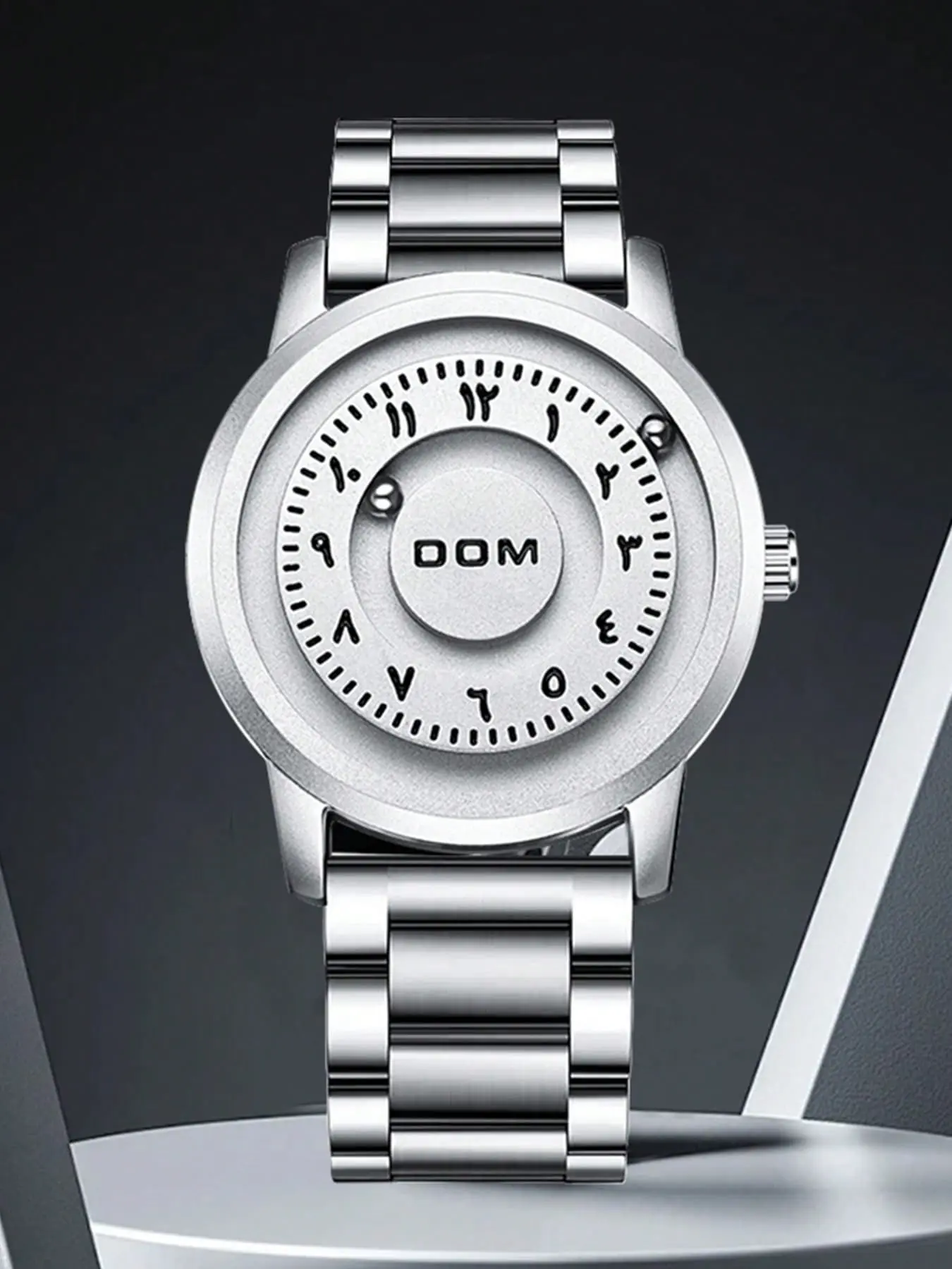 Men's Street Trend Magnetic Waterproof Watch, Modern Casual Wristwatch, Fashionable with Arabic Numeral Scale Timekeeping, Trendy for Daily Life with Box, Quartz Analog Timepiece