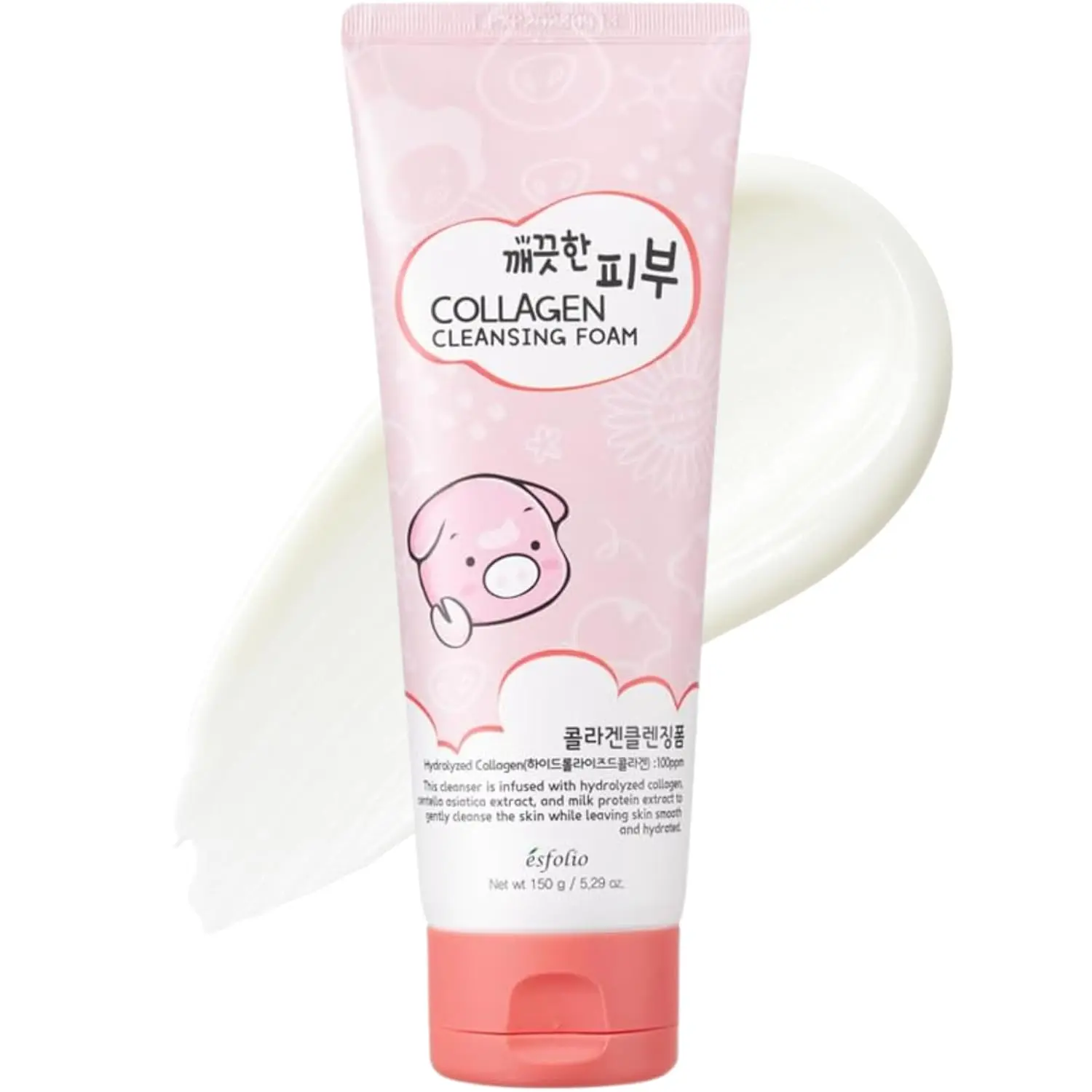 Esfolio Collagen Cleansing Foam - Hydrating Face Wash for Deep Cleansing & Nourishing Skin - Korean Skincare for All Skin Types - Gentle Foaming Facial Cleanser with Centella & Milk Protein 5.29 oz