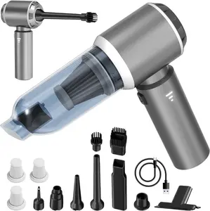 4-in-1 Portable Cordless Car Vacuum & Dust Buster, 20000pa High Power Rechargeable Handheld Mini Vacuum with 3 Reusable Filter for Car Home Office & Pet, Silver Gray