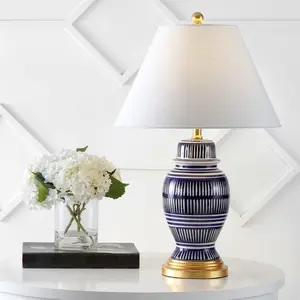 JONATHAN Y Reed Ceramic/Iron Modern Coastal LED Table Lamp , for bedroom, living room, foyer, hallways, dining room, dorms