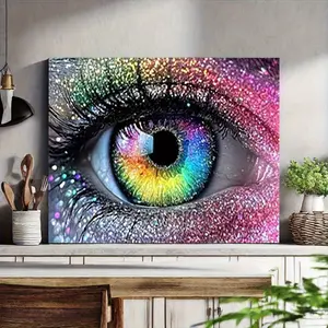 1 piece, 【Rainbow Eyes】, 5D diamond painting, frameless, includes tool kit. All-natural round diamond painting, diamond art embroidery kit, suitable for home decoration, handmade relaxing gift.