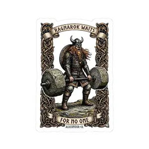 Ragnarok Waits For No One Viking Gym Sticker | Funny Norse Deadlift Sticker