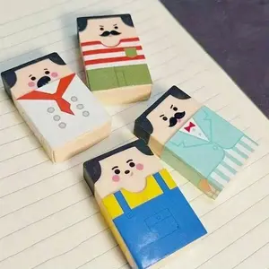 Creative Bald Old Man Eraser Pencil Rubber, Student Stationery School Supplies, 2 Pieces Set, Fun Office & Classroom Accessories