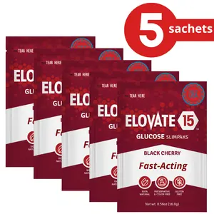 Elovate 15 Slimpaks – Convenient Glucose Powder Sticks in Black Cherry Flavor, Easy-to-Carry 5-Pack for On-the-Go Lifestyle