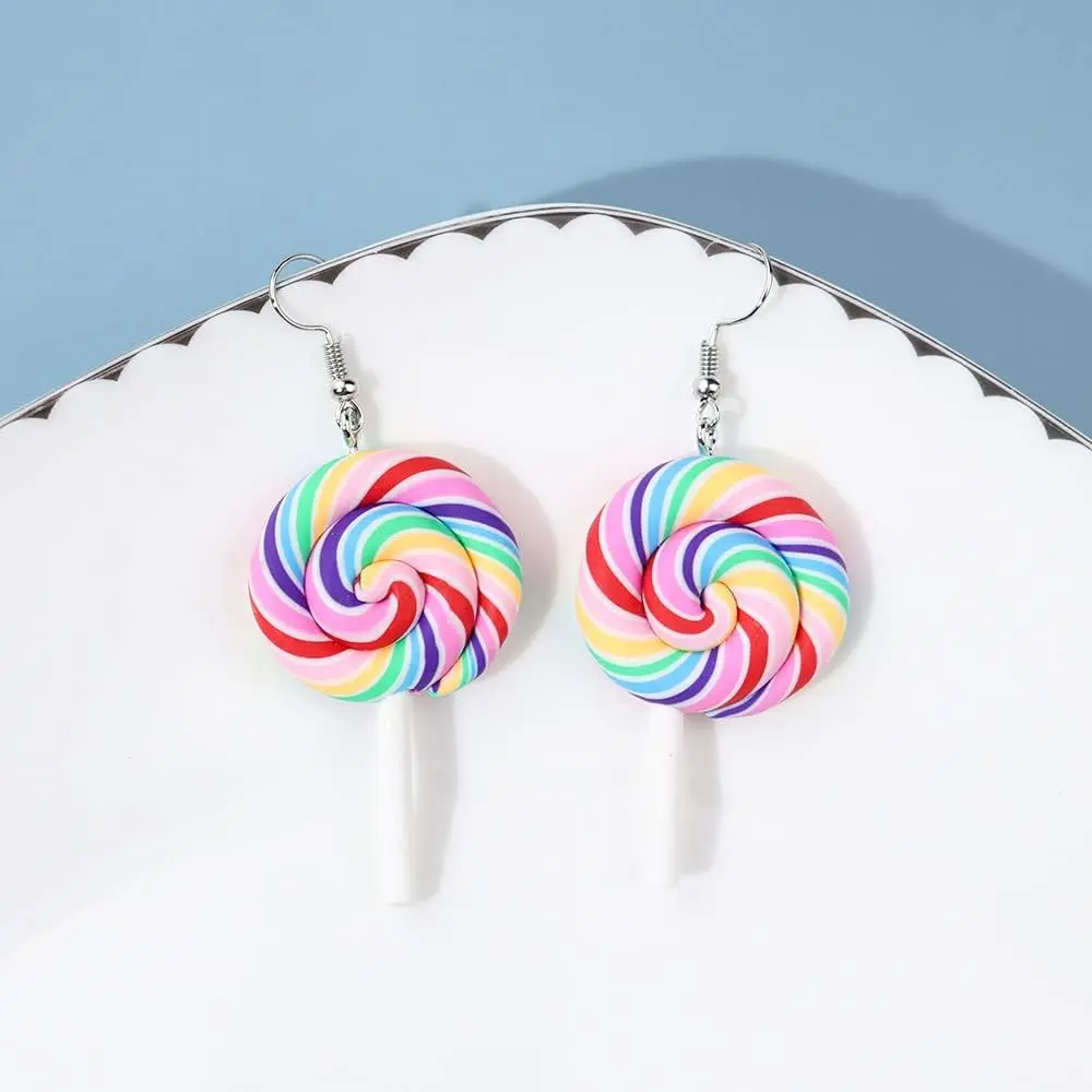 Cute Lollipop Colorful Rainbow Statement Lightweight Halloween Hook Dangle Drop Earrings for Women Little Sensitive Ear Lovely Sweet Candy Sugar Charm Hanging Dangling Hypoallergenic Fashion Jewelry Gifts Daughter Bff Xmas Party