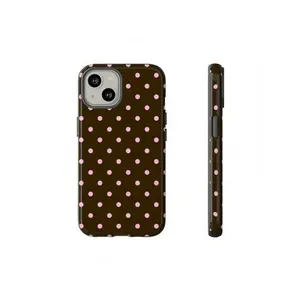 1pc Cute Pink Polka Dot 17 Pro Max Plus Air/16/15/14/13/12/11 Case, Stylish Brown Polka Dot Phone Cover For  15/14/13 Pro Max/Plus, Durable Shockproof Full Body Protective Slim Fit Design For Women Girls35460,Suitable For IPhone 17 Air