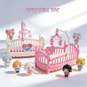 Mini Bedroom Furniture Cradle Bed, DIY Miniature Dollhouse Accessories, Fashion Toy Parts Cute Girl Gift for 12/15cm Dolls