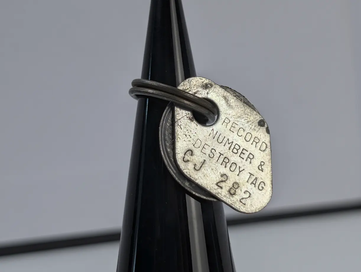 Vintage Automobile Record Number Destroy Tag ID - Destroy Tag Identification Record Number Tag