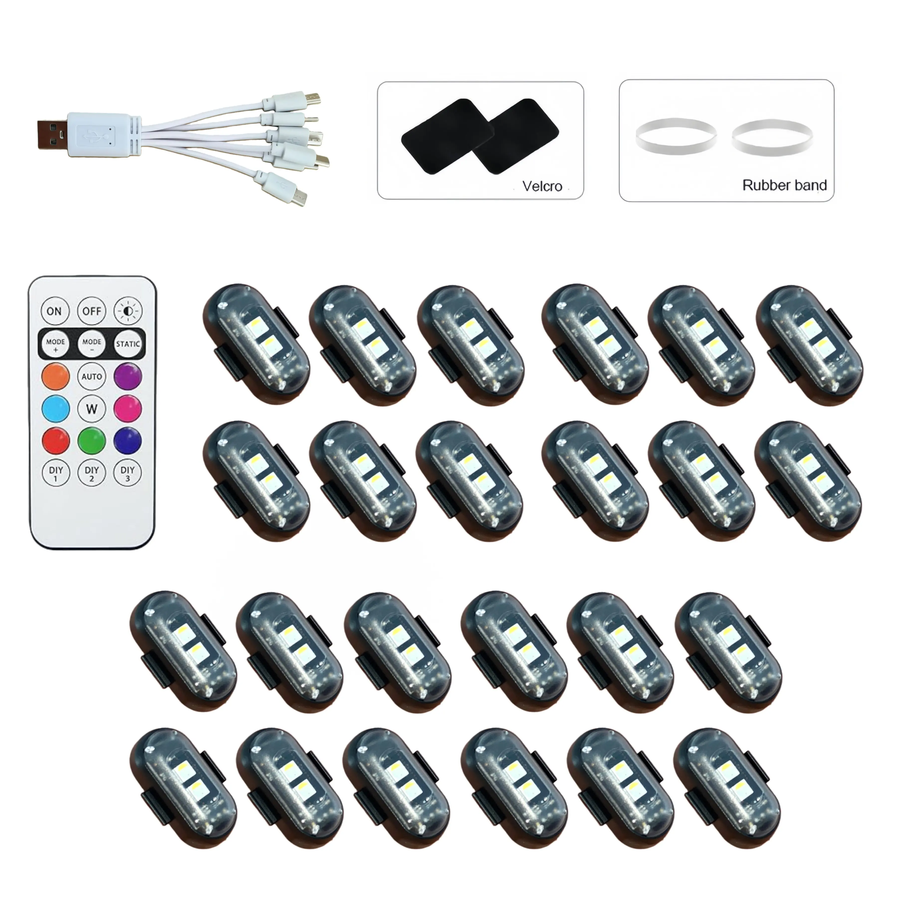 RGB LED Ambient Lights 6/12/18/24 Pack Car Interior Decorative Lighting Footwell Under Dash Accent Lights Interior Exterior Mood Lighting Auto Accessories for Cars Motorcycles Trucks Christmas Holiday Decoration