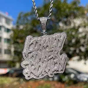 New Iced-Out Bubble Letter Pendant Necklace Featuring a CZ Charm That Emphasizes Loyalty Over Royalty, Designed for Men Who Love Hip-Hop Jewelry.
