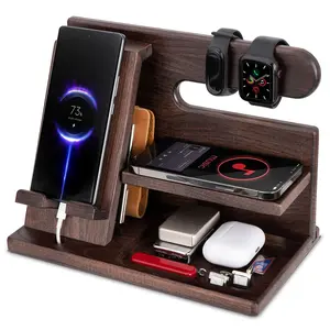 Nightstand Organizer- Dad Birthday Gift- Gifts for Men Who Have Everything- Mens Gift- Bedside Organizer for Night Stand, Cellphone, Watch, Accessories, personal organizer, pro organizer, watch box portable classic storage boxes