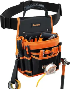 Tool Belt Pouches, 22 Pockets Electrician Tool with Loops and Tape Clip, Detachable & Single Side Belt Tool for HVAC Contractor Electricians Carpenter