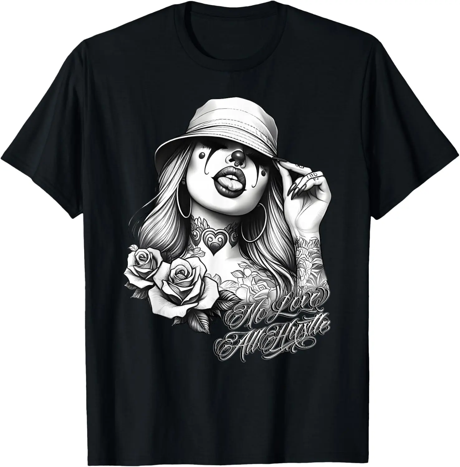 Payasa Clown Chicano Art Graphic T-Shirt, Unisex Retro Streetwear Tee, 100% Cotton Short Sleeve Round Neck Top, Shortsleeve, Tshirt, Casual Wear, Breathable, Graphic Print, Loose-Fit