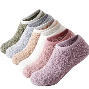 Women's Thick Knit Fuzzy Socks 3-Pair Pack - Cozy Fluffy Non-Slip Grips, Solid Colors for Winter Warmth