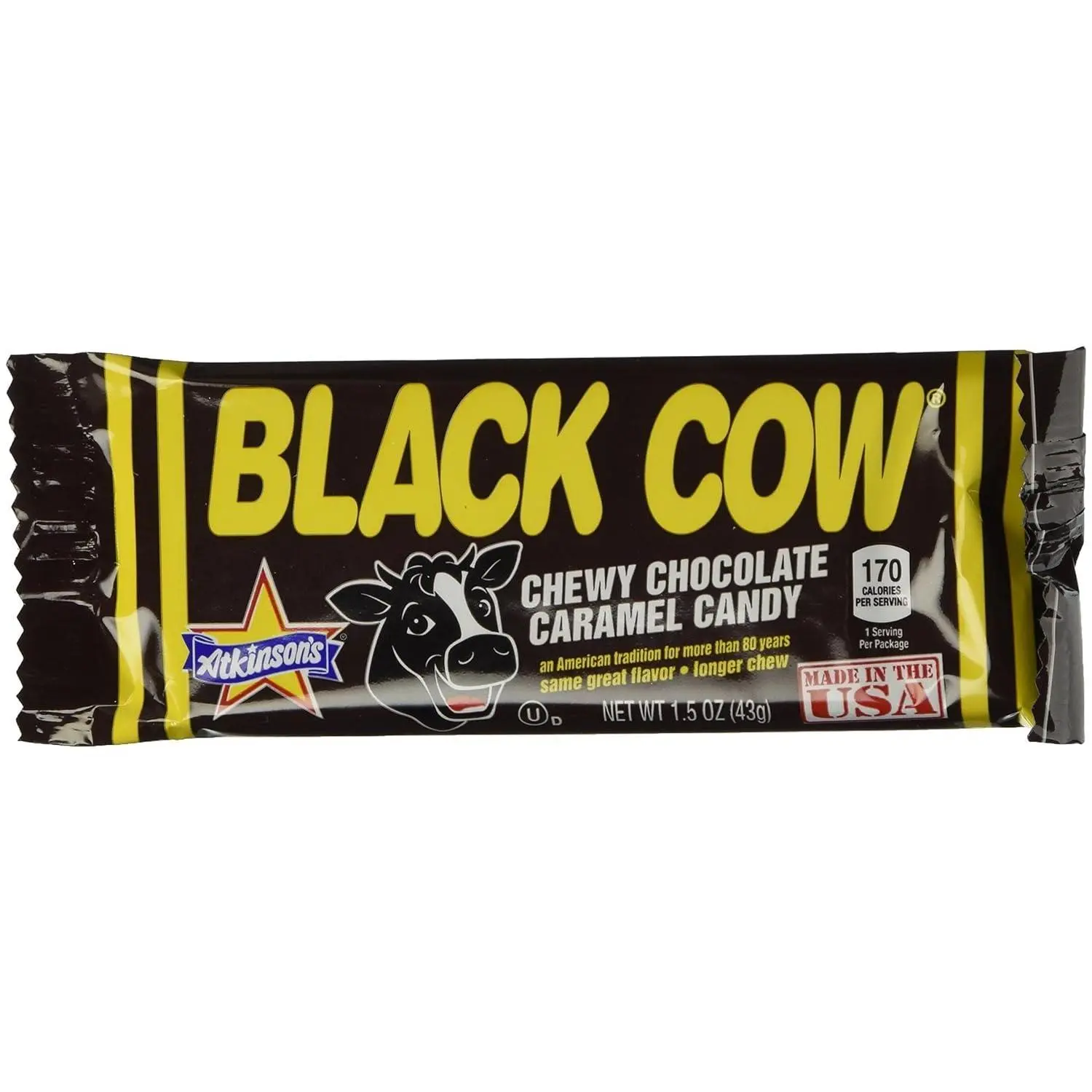 Atkinson Black Cow Chocolate Caramel Candy Bar 1.5 oz 24 ct