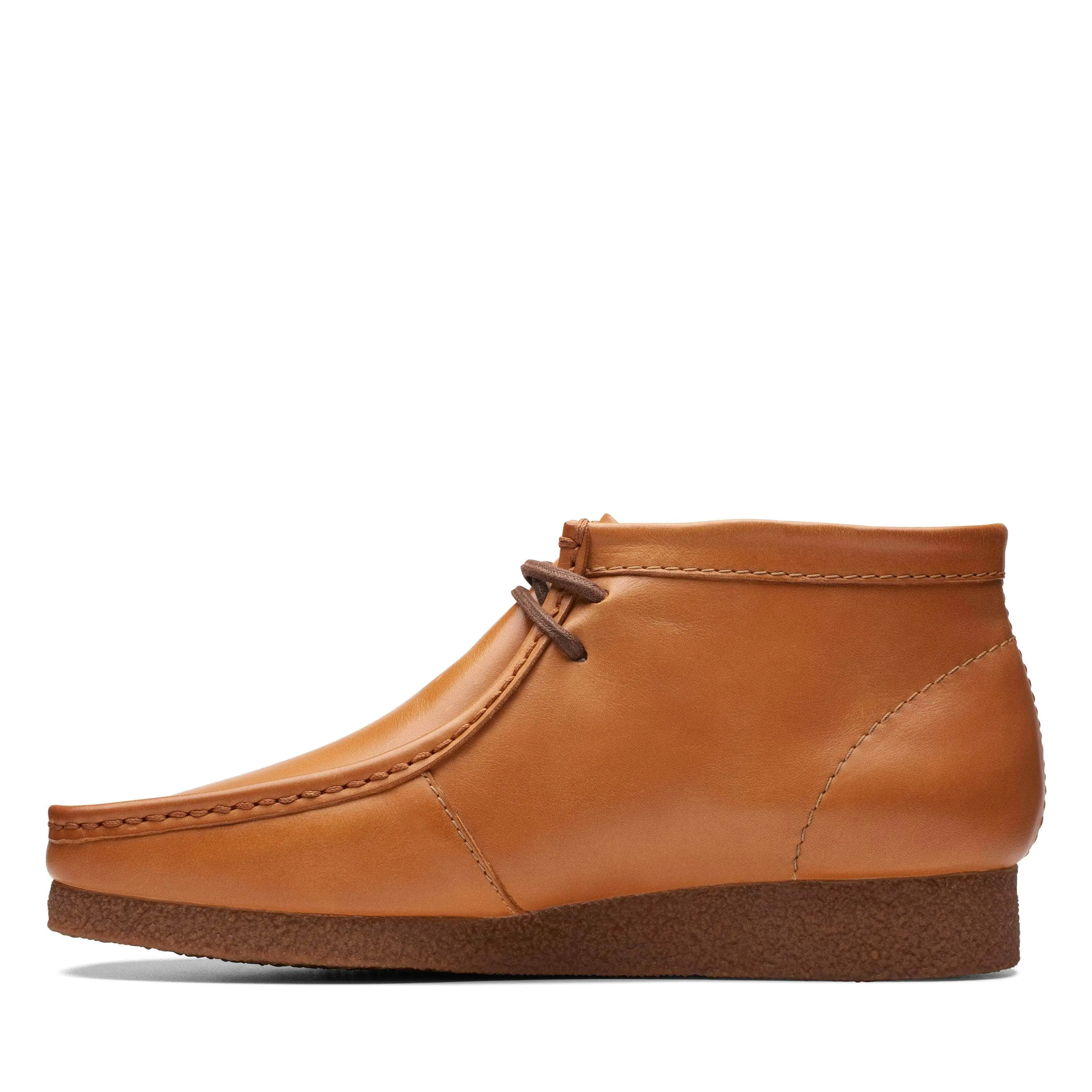 Men's Casual Lace-Up Leather Chukka Boots - Spice Orange, Unlined Mid-Shaft, Low Heel, Rubber Sole Footwear