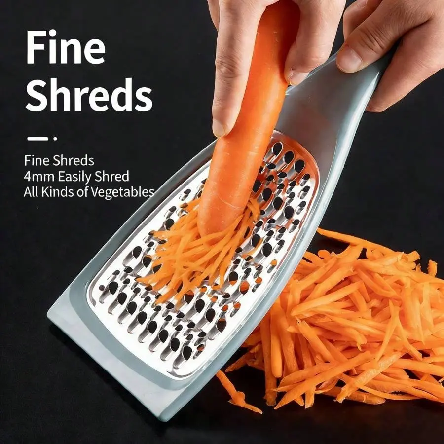 Stainless Steel Multifunctional Durable Vegetable Slicer, Vegetable Cutter, Dual-Sided Coarse Fine Grater, Hand-Protective Shredder, Home Kitchen Tool