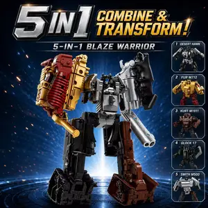 5 in 1 Transforming Gun Robot Toy, Alloy Deformation Merging Mecha Warrior, DIY Assemble Combat Action Figure Gift for Boys Kids