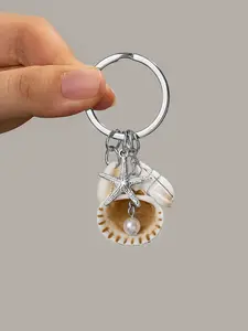 Starfish Keychain Shell Keyring, Cute Oceanic Design Accessory, Perfect Gift for Beach Lovers & Marine Enthusiasts
