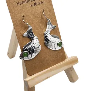 Handmade with Love Fish Earrings - Intricately Designed Fish Shapes Hook Ear Lobes Durable Metal Coating Stylish Marine Lover Accessory