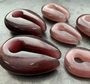 PAIR of Stunning Purple Cat Eye Keyhole Hanger Ear Weight Tunnels/Plugs - Gauge 0g (8mm) thru 5/8 (16mm)