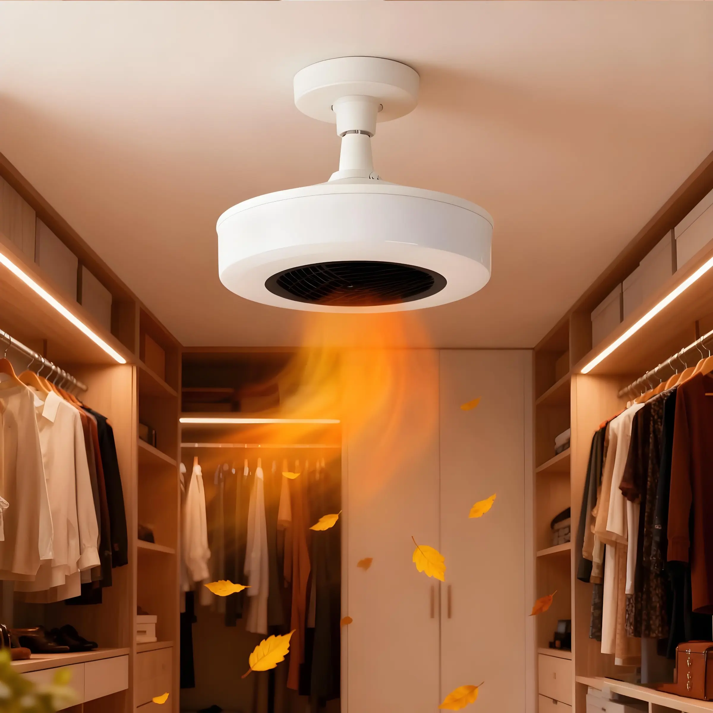E27 Screw Base Heated Fan Light with Remote Control, Dual Mode Natural Wind and Warm Air, 30w Ceiling Lamp Heater, Indoor Space Heater, Ceiling Fanlights