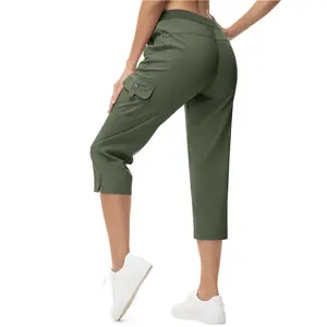 TBMPOY Women's Outdoor Athletic Travel Casual Cropped Pants Lightweight Quick Dry Capris