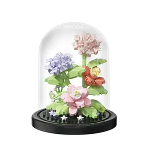 Valentine's Day Artificial Flower Eternal Hibiscus Flower Building Blocks Compatible with Lego Assembly Gift