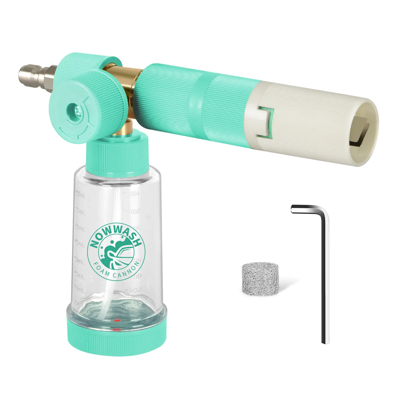NowWash Upgraded Foam Cannon Kit, Car Wash Accessory, 1/4"-Quick Connect Foam Sprayer with Adjustable Nozzle, 100ml Lightweight Soap Dispenser for Pressure Washer Use on Cars, Driveways