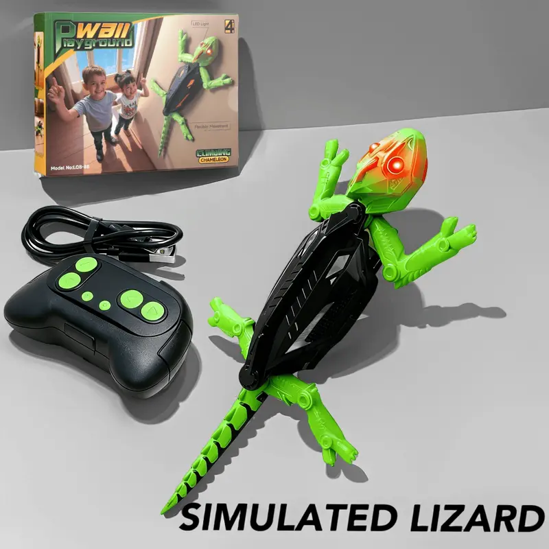 BPA-Free Unisex RC Wall-Climbing Lizard Toy - Fun RC Climber, LED Glowing Eyes, 360° Drift, Soft Rubber Reptile, Family Bonding Enhancer, Indoor Party Gift for Ages 4+