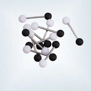 White and black tongue ring, 14g nipple piercing, surgical steel nipple barbell, punk nipple jewelry tongue jewelry (1pc)