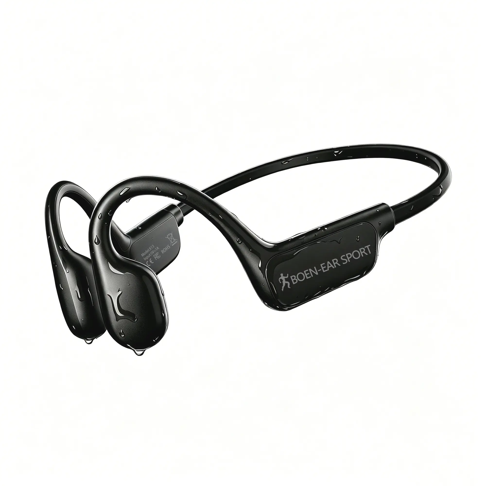 Open Ear Bone Conduction Headphones, Wireless Bluetooth Headphones with Enc Mic, 12H Playtime, IPX6 Waterproof, Secure & Comfort Fit for Workout & Sports
