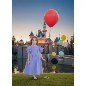 Purple Corduroy Geo Smocked With Pearls Short Sleeve Bishop Dress