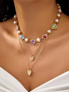 Dmk 3-Piece Necklace Set, Layered Necklaces, Fashionable Pendant, Versatile Jewelry, Perfect for Evening Parties, Daily Wear, Gift Ideas